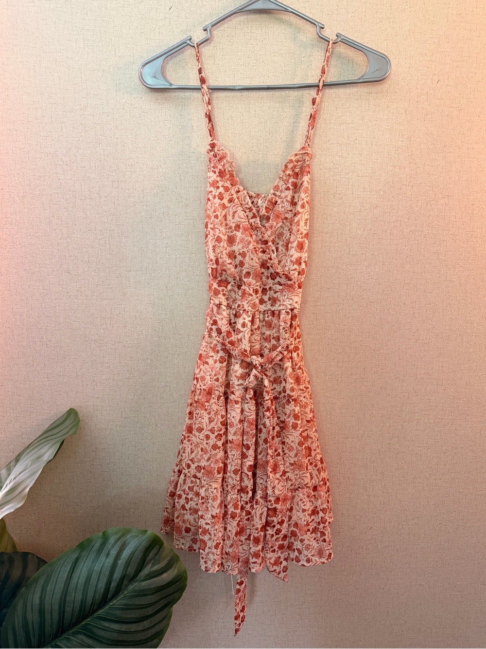 Allison & Kelly Pink Floral Faux Wrap Mini Dress